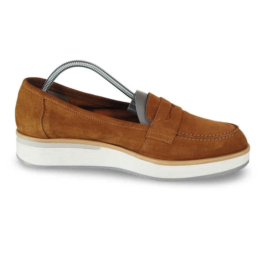 Annabella Femme Penny Loafers Women 8.5 Brown Suede Leather‎ Platform Shoes